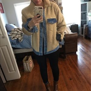 Forever 21 denim reversible Sherpa jacket